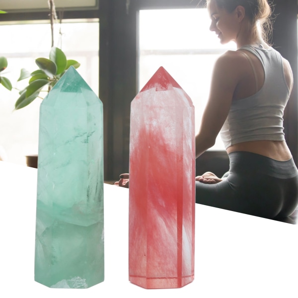 Naturlig krystalltårnsett sekskantede prismer Unicuspid enkeltpunkt for terapi Meditasjon Yoga hjemmedekorasjon