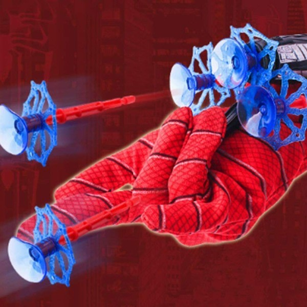 Laukaisulelu + Ilmainen Spiderman-asu Handskar Spider-Man Web Shooter Dart Blaster