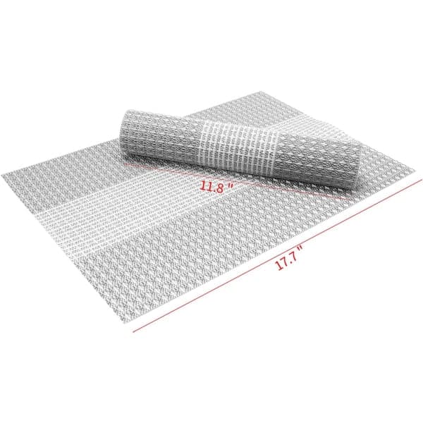 Sett med 6 vaskbare bordbrikker i PVC-plast (glittergrå)