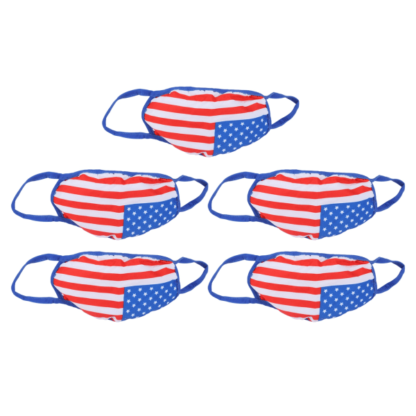 5 STK American Flag Print Munntrekk Vaskbart Ansiktstrekk Bomull Ansiktstrekk for Alduts