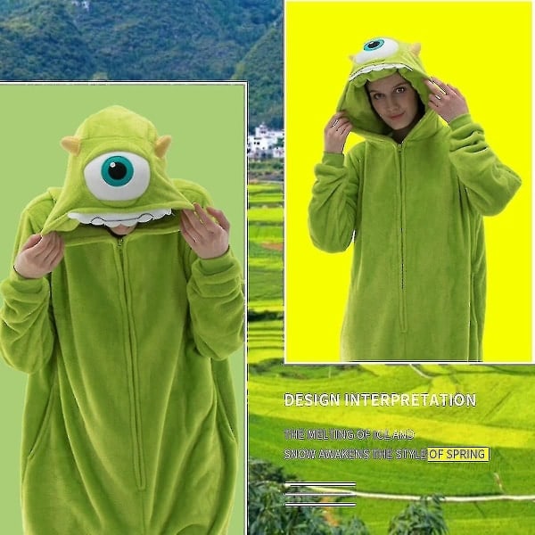 Snug Fit Unisex Voksen Onesie Pyjamas, Flanell Cosplay Dyr En-delt Halloween Kostyme Sovklær Hjemmekler Q Grisunge 85cm Mike L Mike L