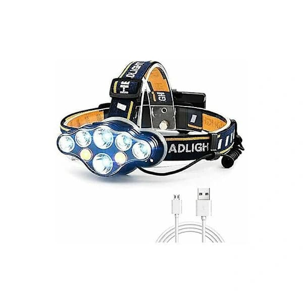 Headlamp, Super Bright 12000 Lumen USB Head Lamp 6 LED 8 Modes with Red Indicator Light
