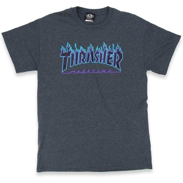 Thrasher Flame T-shirt for menn - voksen, 3xl Dark Heather XL