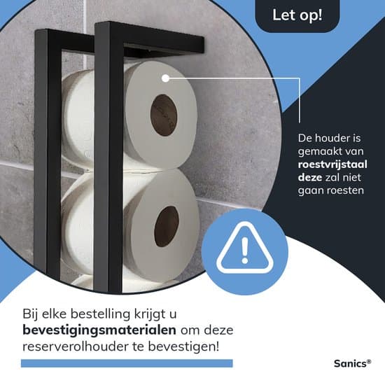 Vægmonteret toiletpapirholder til 4 ruller, mat sort toiletpapirholder i rustfrit stål til badeværelset