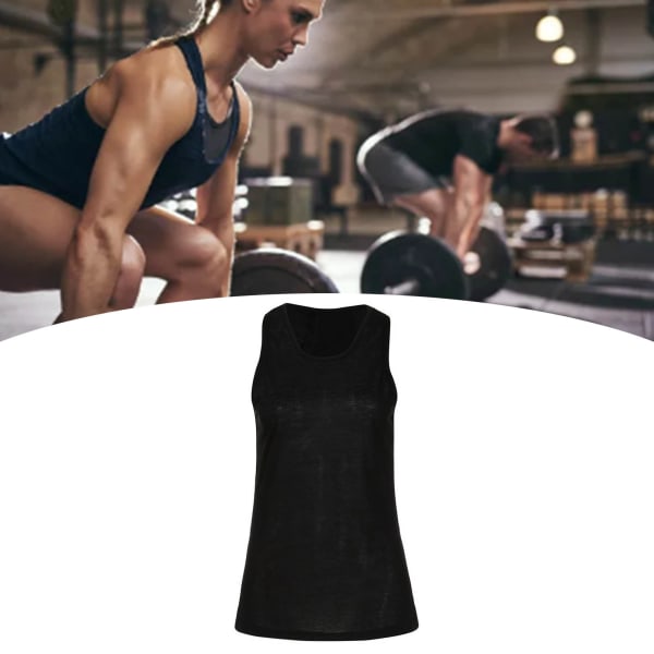 Kvinder Cross Workout Top Moderigtig Casual Yoga Tank Top Gym Sport Shirt til Fitness øvelse Sort L