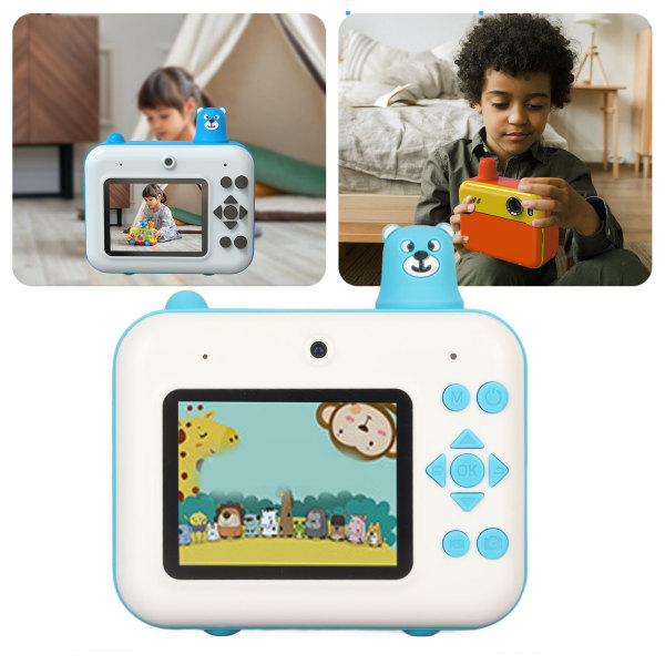 Kids Instant Camera 1080P 2,4 tommers skjerm Dobbel linse 40MP Barneselfie-kamera Lekevideokamera for jente småbarn Himmelblå
