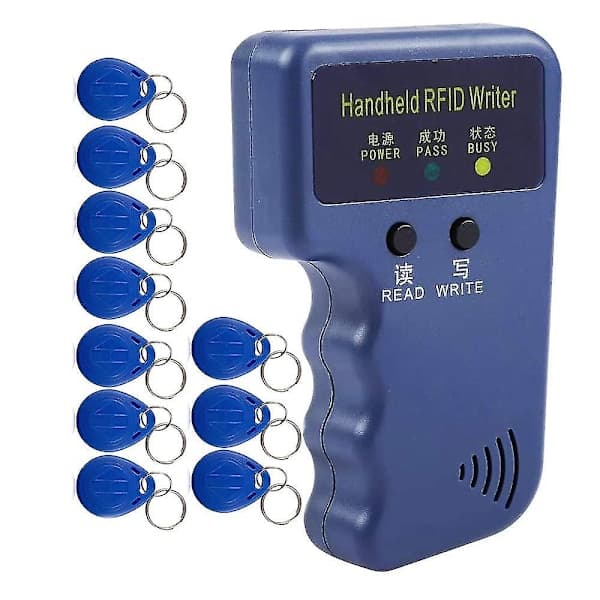 Håndholdt 125KHz RFID-leser, skriver, duplikator, kopimaskin, oppgradert ID-kortkloner, programmerer, med 10 stk