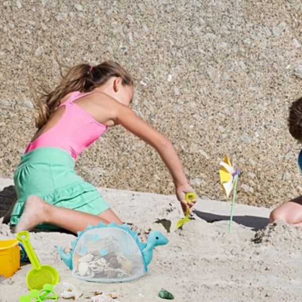 Dinosaur Mesh strandveske for barn Skjell samlevesker Bærbar strandholdepose for gutter og jenter