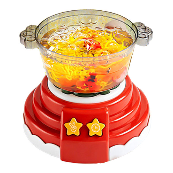 Hot Pot Maker for barn matlagingsleker med late som boblelyd Lyssimulering Hot Pot-maskin DIY-leker Småbarn Kjøkkenleketøy Rød