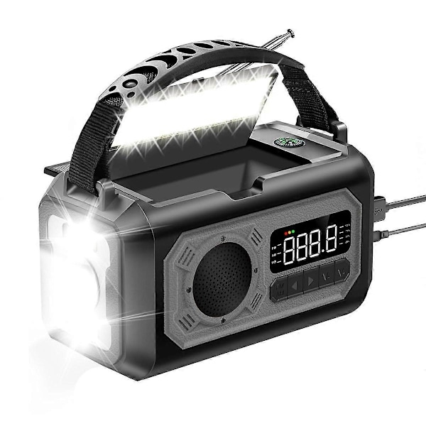 12000 mAh hätätilaradio käsikammella, aurinkokennoradio, kannettava AM/FM-radio taskulampulla.pa