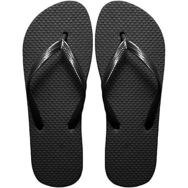 Unisex sommarstrandssandaler för kvinnor, platta utomhusflip-flops Black