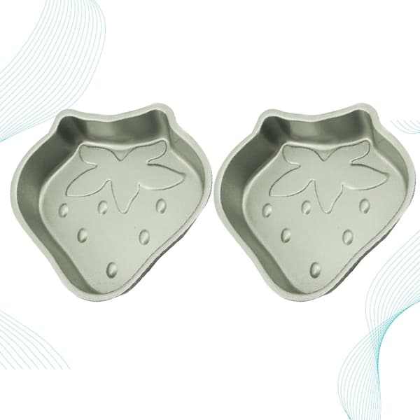 2 stk Mini Kakeformer Bakeplate Kakebakeform DIY Kakebakeplate Husholdningsbakverk Puddingform (Sølv Jordbær)