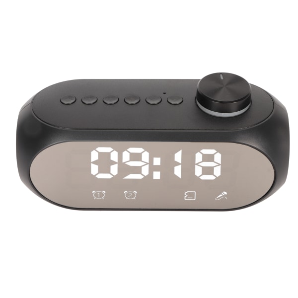 Trådlös Bluetooth högtalare RGB-belysning Stark bas Temperaturdisplay Röstsändning FM-radio Spegel Väckarklocka Svart