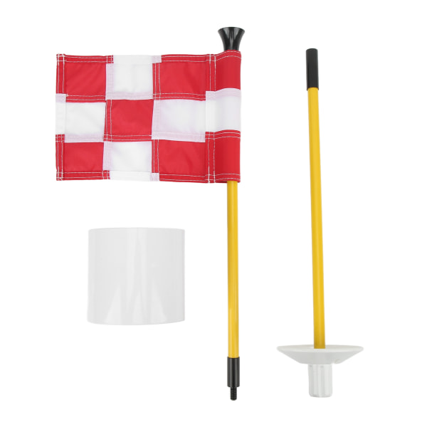 Golfnål Flagga Hål Cup Set för Mini Putting Green Flagstick Yard Practice Supplies Bärbar 2-sektion Löstagbar Vit Röd Grid