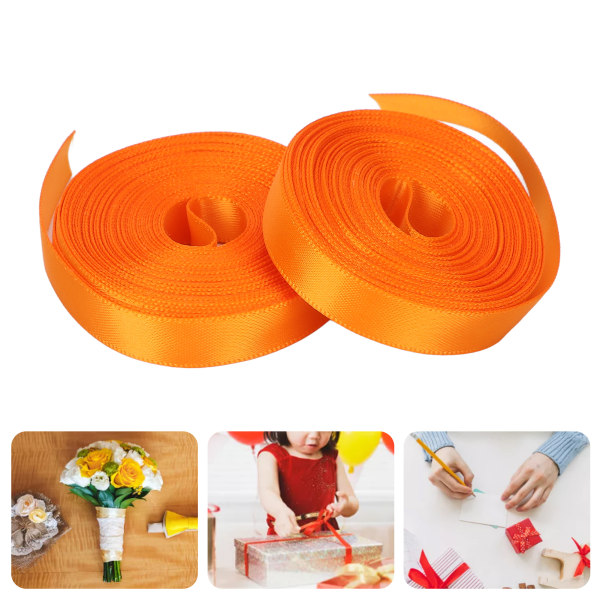 10 mm gaveindpakningsbånd Vandtæt dekorativt bånd DIY polyester indpakningsbånd 5yard X 2 stk. Orange