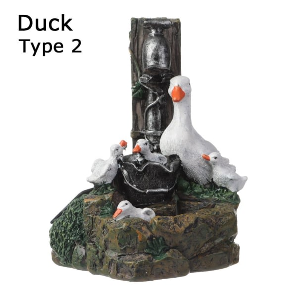 Resin Ducks Feature Fountain DUCK power med let solenergi med lys solar power with light