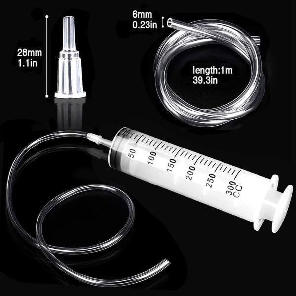 2 stk 150 ml sprøyter Gjenbrukbar væskesprøyte med 2 stk 1 m slange med kateter Plastsprøyte med stor kapasitet for laboratorier, industri, hage