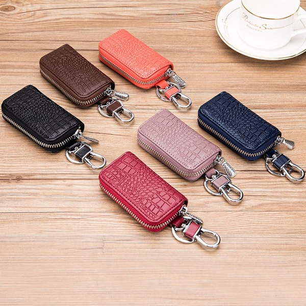 Universal etui med nøglering Metalkrog Lynlås Nøgler Cas.PR Wine Red
