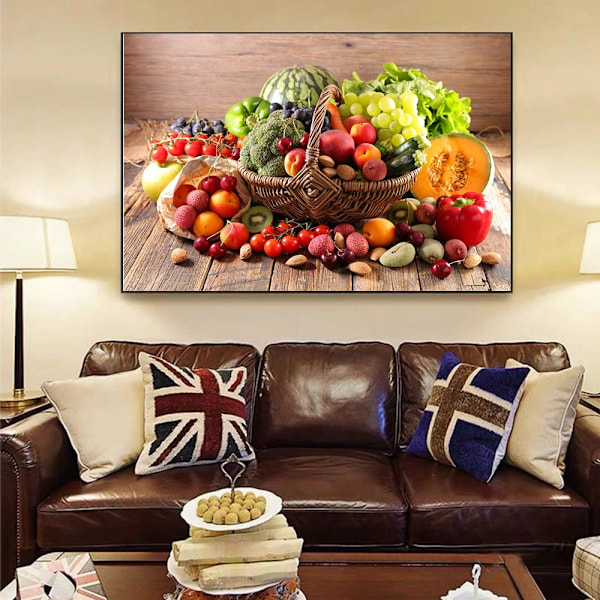 Fine Fruit Vegetable Cooking Supplie HD-plakater og trykk Moderne lerretmaleri Kunst veggmaleri Bilder for spisestue stue kjøkken dekorasjon Black 30x40cm No Frame