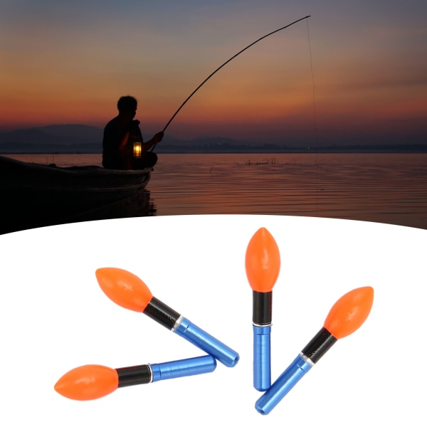 4 stk Bobber Light Glow Sticks Gjenbrukbar pæretype Elektronisk fiskeflyter Light Stick for Night Fishing Rød