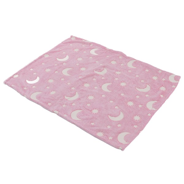 1,5x2m valoisa peitto kaksipuoleinen flanelli Star Moon Design Pehmeä hehku pimeässä peitto Kids Pinkille