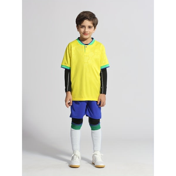 2PC fotbollströjor för barn, kortärmade t-paidat Shortsit Pojkar Snabbtorkande ventilerande fotbollskläder för barn Numero 4&S