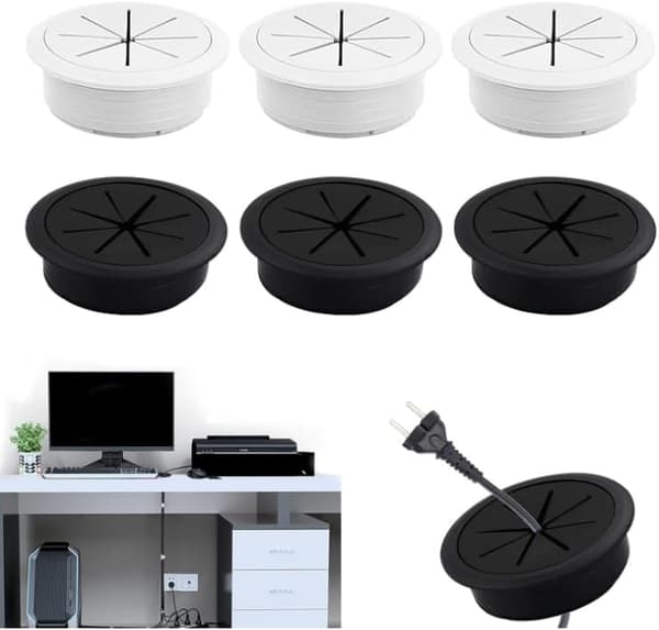 Desk Cable Grommet 6 Pcs 60mm Round Cord Protector for Wall & Desk