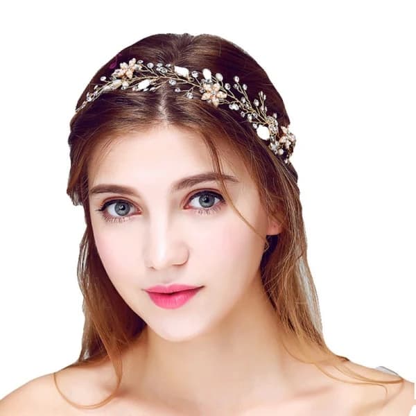Brudkronor Elegant Blomstret Pandebånd Vin Rhinestone Hårtilbehør