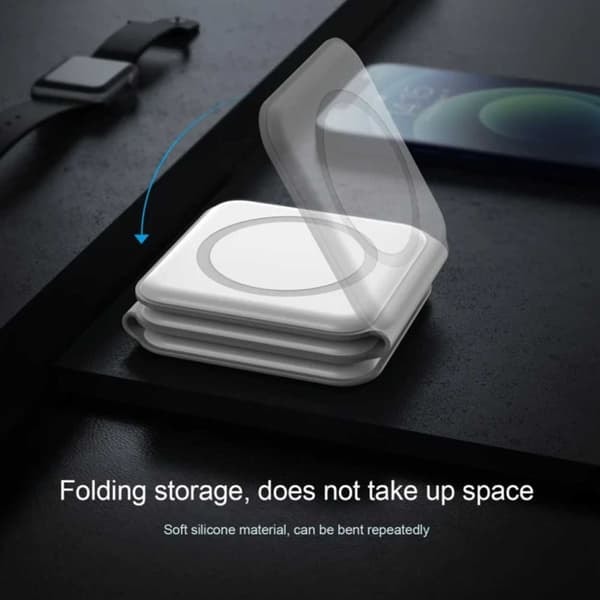 Vikbar Trådlös Mobilladdare 3-i-1 Magsafe Vit—pa