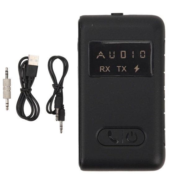 Bluetooth 5.1-sendermottaker 3,5 mm 2 IN 1 trådløs lyd Bluetooth-mottakeradapter med LED-skjerm for bil