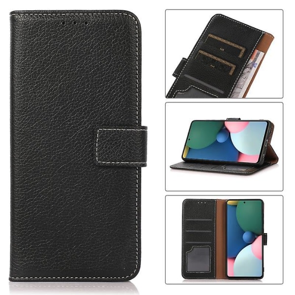 För Xiaomi Redmi Note 10 5G / Poco M3 Pro Litchi Texture PU + TPU Horisontell Flip Case med hållare & kortplatser & plånbok (svart)