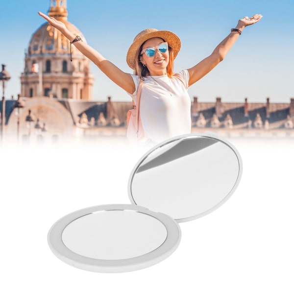 3,5 tommers LED-speil 1X 10X forstørrelse Dobbeltsidig sminkespeil for hjemreise Innebygd batteri hvit
