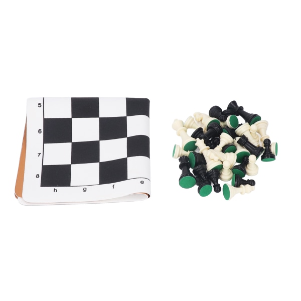 Internationalt skaksæt sort hvid plast skakbrikker PU læder skakbræt til bordspil