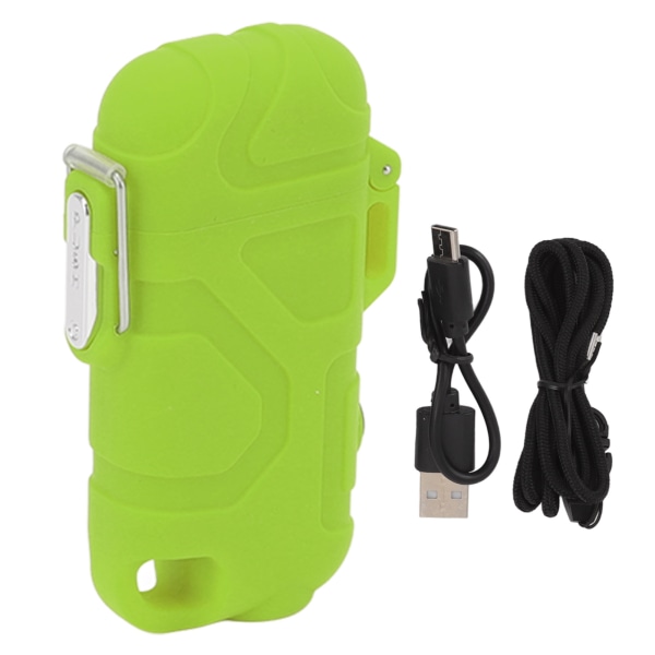 Double Arc Plasma Lighter Vindtett vanntett flammeløs USB elektrisk lighter med 3 gir justerbar lommelykt Grønn