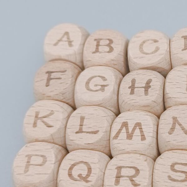 0,47 tum engelska bokstavstärningar i trä DIY pedagogiska personliga rullande bokstavstärningar i trä