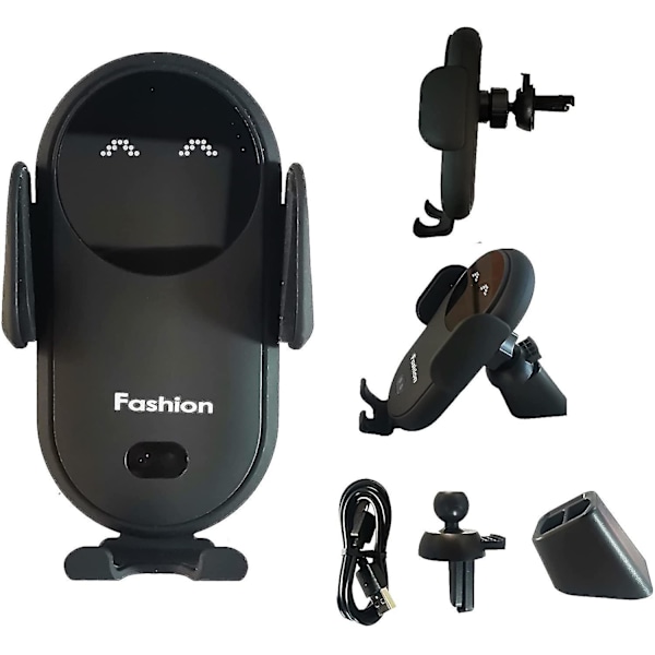 Smart bil trådløs oplader automatisk sensor telefonholder (sort)（PA)