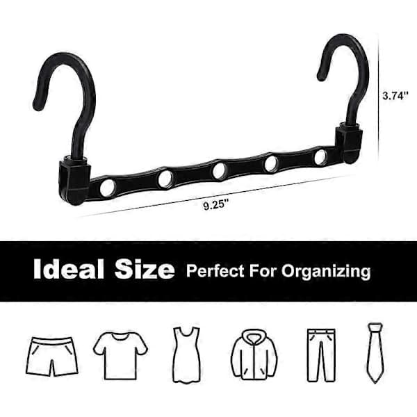 10-pack Magic Hangers Closet Hangers Organizer Storage for Clothes Space Saving in Closets Black 41CM