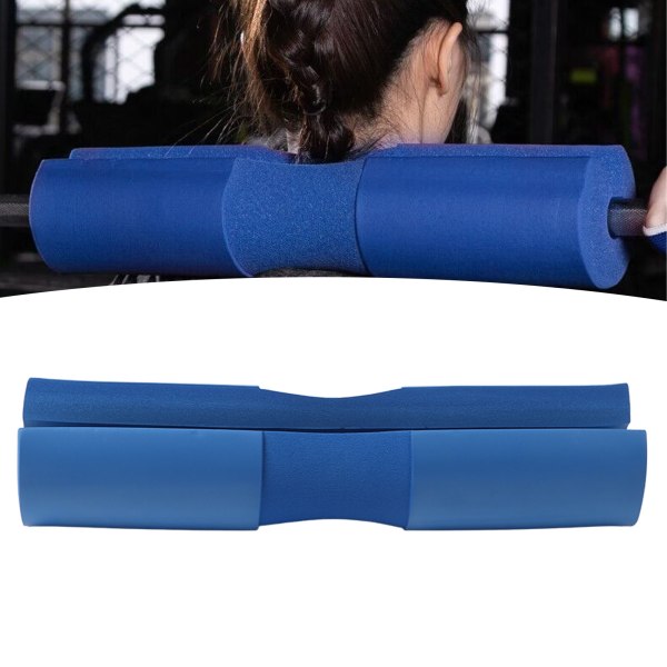 Squat-pude Blå vægtstangspude fortykket skum giver pude til nakkeskulder med squat-tilbehør med 2 stropper til fitnesscenter
