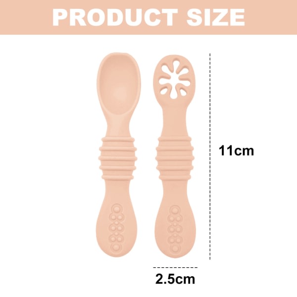 3 uppsättningar baby silikon rispastaskedar, mjukhuvade skedar