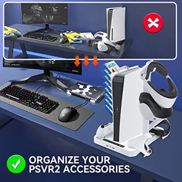 INF PS VR2 & PS5 latausasema jäähdytysteline Valkoinen