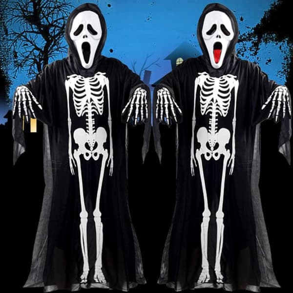 Skjelettkostyme for barn 90 cm myk polyester pull-on design for gutter og jenter Halloween karneval cosplay fest utkledning gave