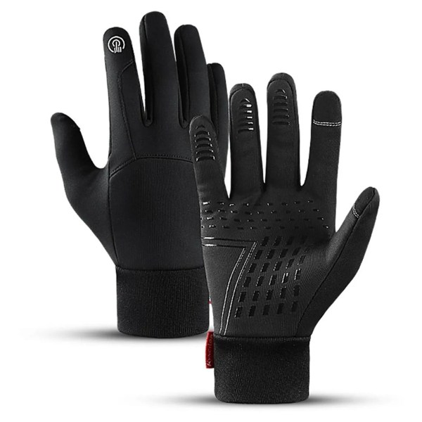 1 par vindtäta thermal Halksäker pekskärm varma handskar för cykling Ridning Löpning Utomhussport Svart L