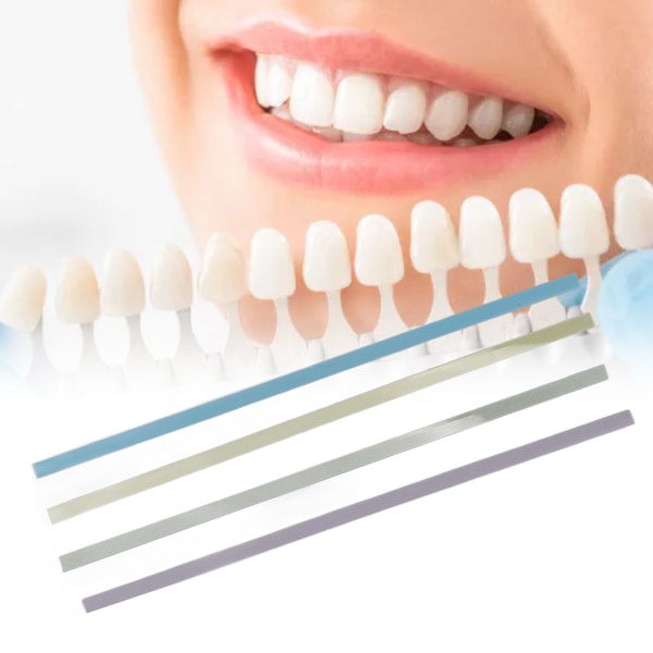60 kpl hampaiden kiillotusliuskoja hampaiden kiillotukseen 4 väriä, kulutusta kestävä muovinen hammashiomapaperi, kannettava hammasviila
