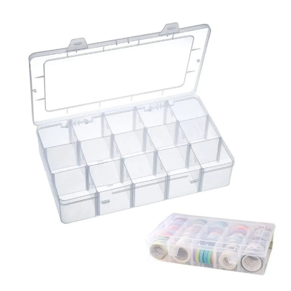 15 Grids Plast Organizer Box Fortykning Aftagelig Synlig Bead Organizer Container med låg