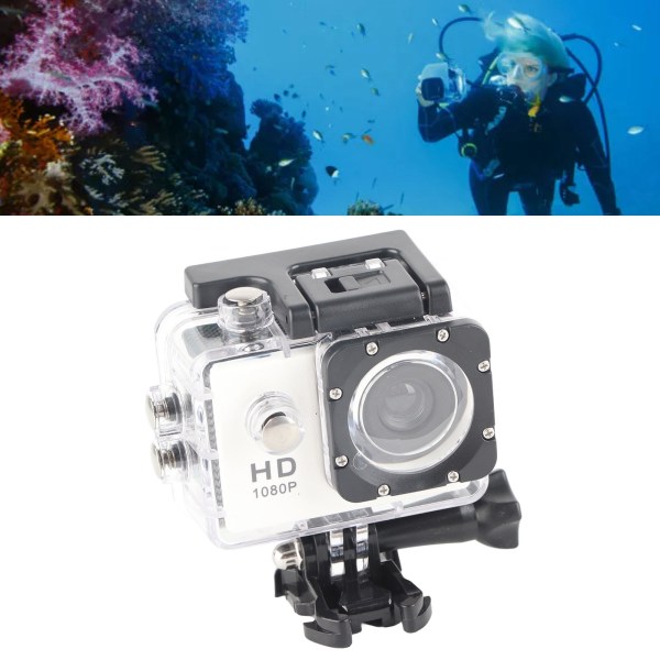 K1080HD 12MP undervanns vanntett videokamera Utendørs sykkeldykking Sport actionkamera Hvit