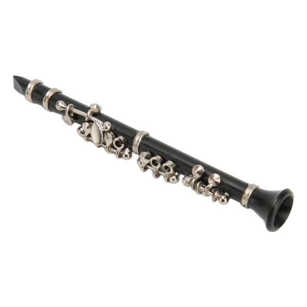 Miniatyr klarinettkopi med stativ og etui Minimusikkinstrumentmodell Dukkehusdekorasjon 3,1 tommer