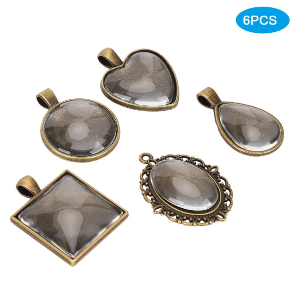 Hjerte i metall, dråpeformet ovel-anheng, basebrett glasskupler Smykker gjør-det-selv-verktøytilbehør