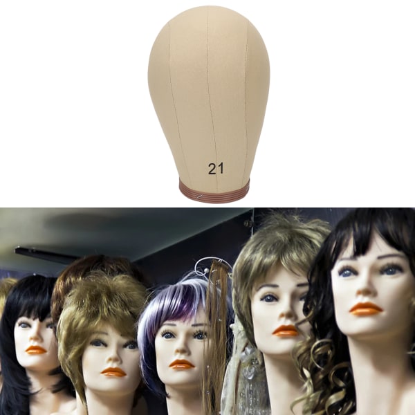 21-tommers mannequinhoved lærredsmodel hoved hårstykke styling display form hoved med C og T type stifter