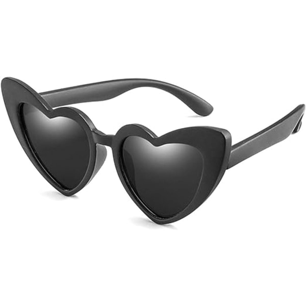 Barnsolglasögon (svarta) Hjärtformade polariserade solglasögon f