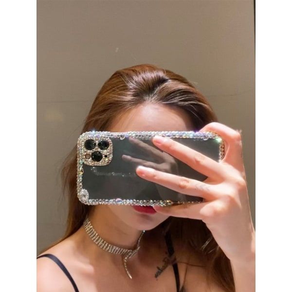 Glitter Bling Glittrande Diamant Kristall Mjukt skal kompatibelt med iPhone, kompatibilitet med kvinnor, flickor (Vit, iPhone 13 pro)—PA